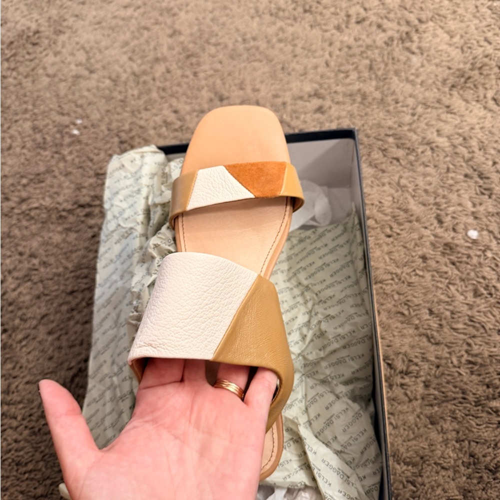Kelsi Dagger Tan and Cream Sandals